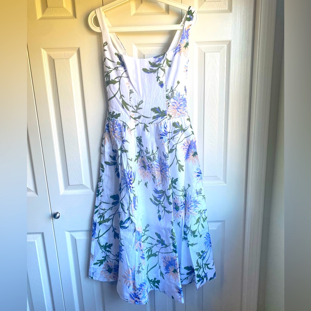 New Reformation Janu Linen Midi Dress - Serenity Blue White Floral size 4 - Picture 5 of 15